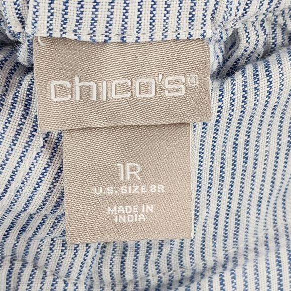 Chico's Women 100% Linen Blue Relaxed Fit Lagenlook Trousers - Picture 3 of 9